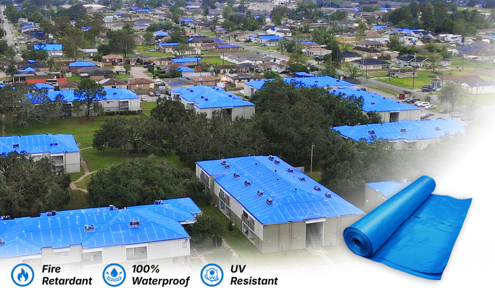 Blue Emergency Roof Sheeting - Fire Retardent