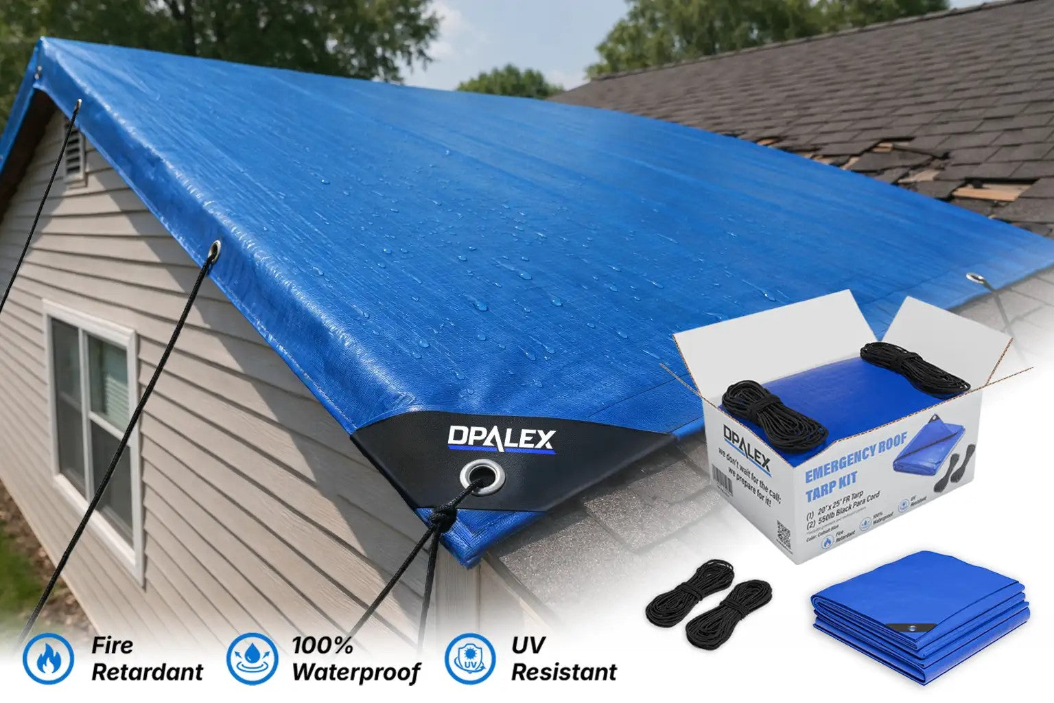 Emergency Roof Tarp Kit - Flame Resistant