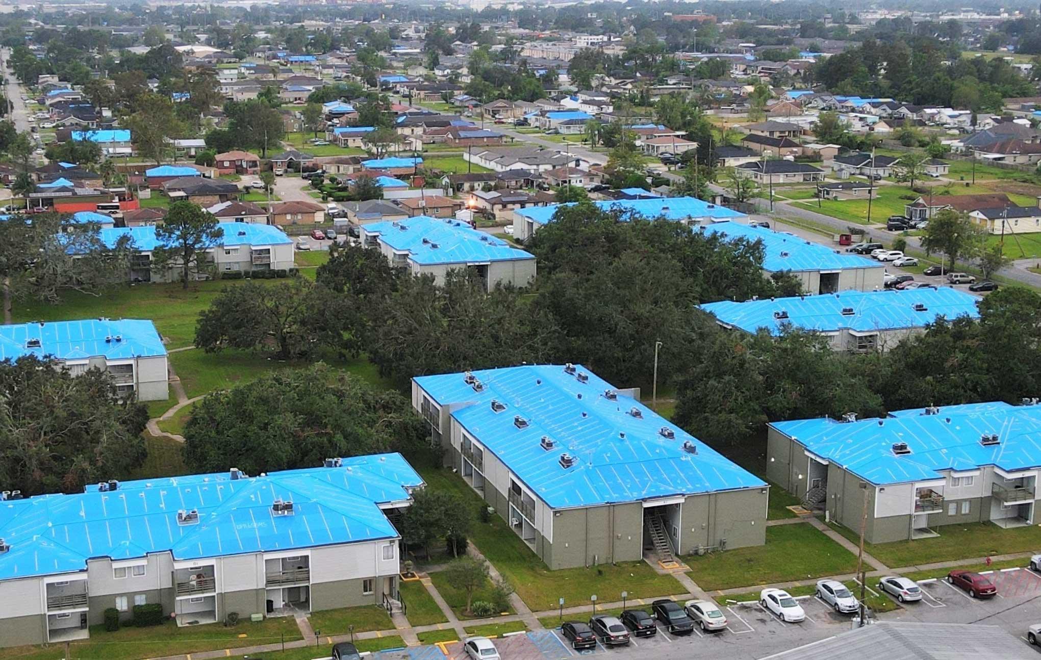 Blue Emergency Roof Sheeting - Fire Retardent