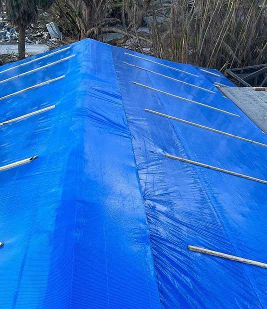 Blue Emergency Roof Sheeting - Fire Retardent