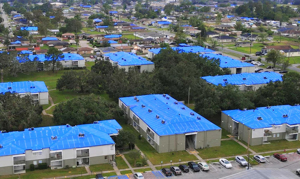 Blue Emergency Roof Sheeting - Fire Retardent